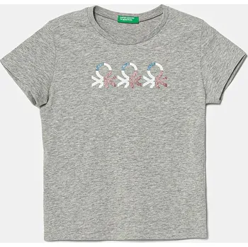 Dětské bavlněné tričko United Colors of Benetton 3I1XC10MZ.G.Seasonal šedá 09X, vel. 130