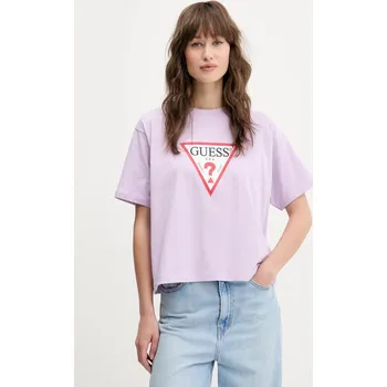 Bavlněné tričko Guess Jeans fialová barva, W4YI73 K8HM0 W4YI73.K8HM0 04X, vel. XS