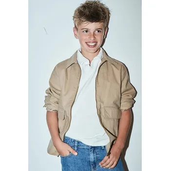 Dětská bunda s příměsí lnu Mayoral 6486.7B.Junior.PPYA zelená 19X, vel. 166