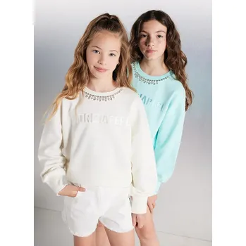 Chlapecká mikina Dětská bavlněná mikina Patrizia Pepe W146 bílá barva, s potiskem, 7M0883 00X, vel. 118