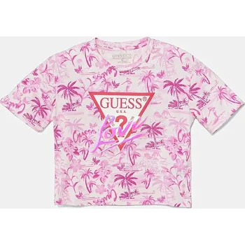 Dívčí tričko Dětské tričko Guess růžová barva, J5GI10 K6YW4 J5GI10.K6YW4.PPYA 43X, vel. 147-157