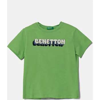 Chlapecké tričko Dětské bavlněné tričko United Colors of Benetton zelená barva, s potiskem, 3I1XG10HT 3I1XG10HT.P.Seasonal 71X, vel. 90