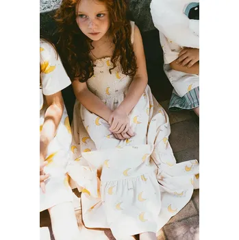 Dámské šaty Dětské bavlněné šaty Tinycottons MIDNIGHT SUN DRESS SS25.022 béžová 01X, vel. 92