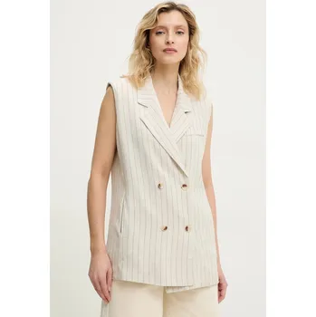 Dámská vesta Vesta se lnem Answear.LAB béžová barva MR22043.hms 80X, vel. M