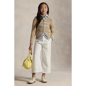 Chlapecké kalhoty Dětské plátěné kalhoty Polo Ralph Lauren bílá barva, 313901828001 00X, vel. 130-134