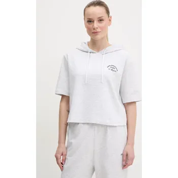 Dámská mikina Mikina Guess NIGELLA dámská, šedá barva, s kapucí, melanžová, V5GQ05 KCS01 V5GQ05.KCS01 09X, vel. S