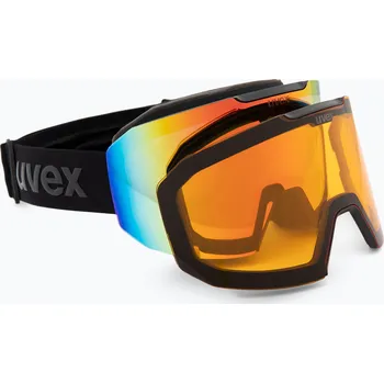 Sjezdové lyžování Lyžařské brýle UVEX Evidnt Attract V + case black matt/mirror rainbow clear