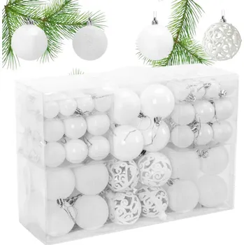 Vánoční dekorace Sada vánočních koulí bílé XXL mix 100 ks