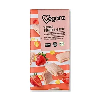 Čokoláda Bílá čokoláda s jahodami a křupinkami BIO 80 g