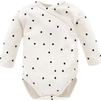 Kojenecký body Pinokio Tres Bien Zavinovací body s dlouhým rukávem - Ecru Dots, vel. 56