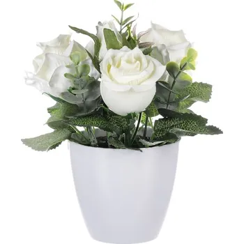 umělá květina Autronic Růže v bílém obalu - umělá, krémovo-bílé květy, sada 6 ks