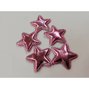 Ozdoba do vlasů Textilní hvězdička - 30mm - růžová - balení 5ks