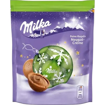 Čokoláda Milka jemné vánoční kuličky s nugátovým krémem 90g