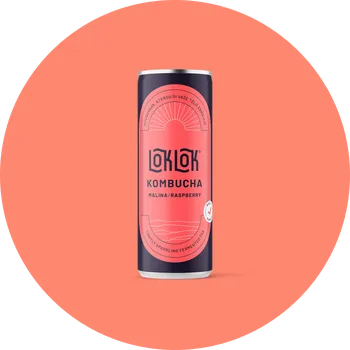 Ledový čaj Loklok Kombucha Malina Plechovka, 330ml