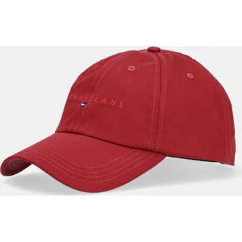 Čepice Bavlněná baseballová čepice Tommy Jeans 0 vínová barva, s aplikací, AM0AM12958 83X, vel. ONE SIZE