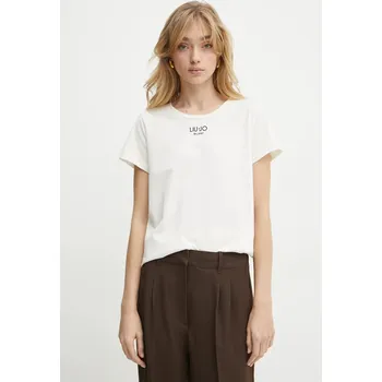 Pánské tričko Bavlněné tričko Liu Jo béžová barva, TA5170 JS923 TA5170.JS923 01X, vel. XS