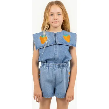 Dámská halenka Dětská džínová halenka Tinycottons STRAWBERRIES BLOUSE SS25.248 modrá 55X, vel. 116