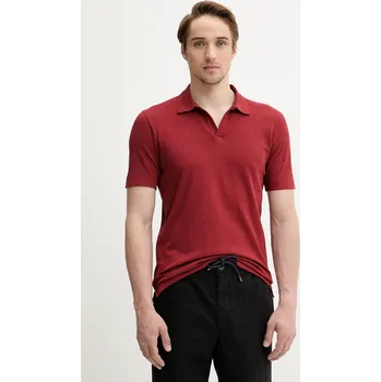 Pánské tričko Polo tričko s lněnou směsí Marc O'Polo vínová barva, 523209153026 29A, vel. XXL