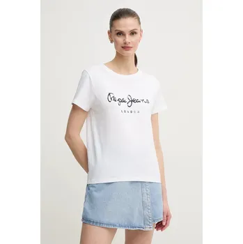 Pánské tričko Bavlněné tričko Pepe Jeans VAL bílá barva, PL506028 00X, vel. XS