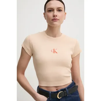 Pánské tričko Tričko Calvin Klein Jeans LV047AB802 béžová 08X, vel. L