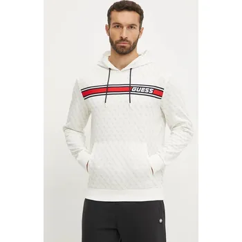 Pánská mikina Mikina Guess pánská, bílá barva, s kapucí, vzorovaná, Z4BQ30 FL04Q Z4BQ30.FL04Q 00A, vel. XL