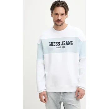 Pánská mikina Mikina Guess Jeans pánská, bílá barva, vzorovaná, M4BQ39 K9V31 M4BQ39.K9V31 00A, vel. XL