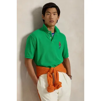 Pánské tričko Bavlněné polo tričko Polo Ralph Lauren zelená barva, 710854495 77X, vel. S