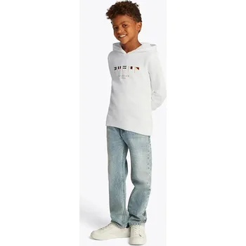 Chlapecká mikina Dětská bavlněná mikina Tommy Hilfiger bílá barva, s kapucí, s aplikací, KB0KB09576 KB0KB09576.104.122.PPYA 00X, vel. 104