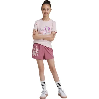 Dětské kraťasy adidas červená barva, s potiskem, nastavitelný pas, JF3749 33X, vel. 116