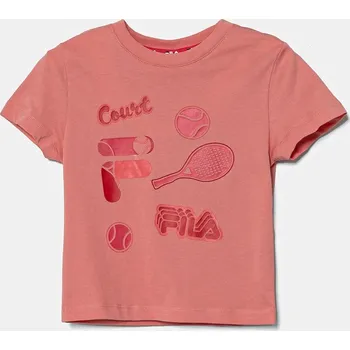 Dětské bavlněné tričko Fila LOPAR oranžová barva, s potiskem, FAK0408 32X, vel. 122-128