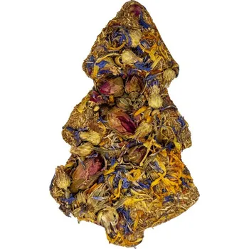 Vánoční dekorace Bezobilný bylinkový Vánoční stromeček - Měsíček-Chrpa-Růže