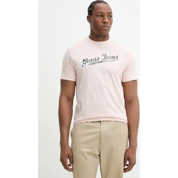 Pánské tričko Bavlněné tričko Guess Jeans M5GI54.K8FQ4 růžová 03X, vel. M