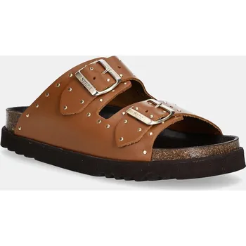 Dámské pantofle Kožené pantofle Scholl BEATRIZ dámské, hnědá barva, F306131175 82X, EUR 37