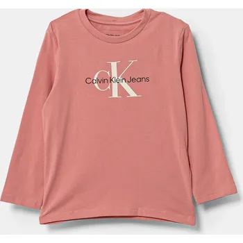 Dětské tričko s dlouhým rukávem Calvin Klein Jeans IN0IN00005.G.PPYA růžová 30X, vel. 98