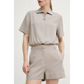 Dámské kraťasy Kraťasy Remain dámské, béžová barva, hladké, high waist, 5025901675 80X, vel. 36