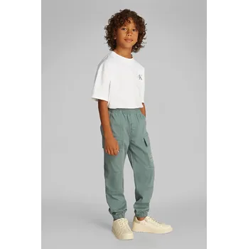 Chlapecké kalhoty Dětské kalhoty Calvin Klein Jeans ESSENTIAL WOVEN CARGO IB0IB02270.PPYA tyrkysová 06X, vel. 140