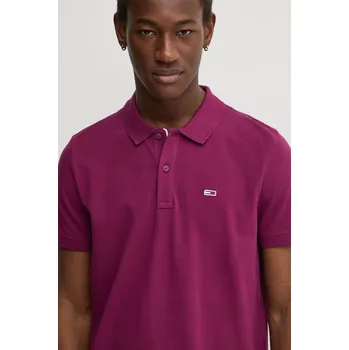 Pánské tričko Bavlněné polo tričko Tommy Jeans vínová barva, DM0DM18312 03A, vel. S