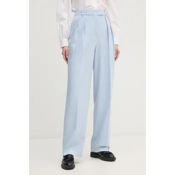 Dámské kalhoty Kalhoty Tommy Hilfiger dámské, modrá barva, široké, high waist WW0WW39725 50C, vel. 40