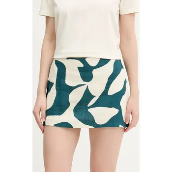 Dámská sukně Lněná sukně Abercrombie & Fitch zelená barva, mini, KI143-5049 KI143.5049.238 77X, vel. L