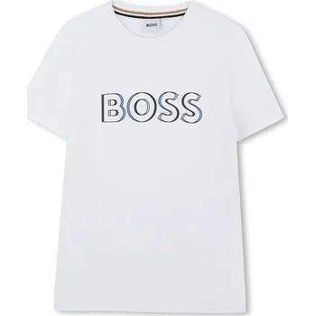 Chlapecké tričko Dětské bavlněné tričko BOSS bílá barva, s potiskem, J52034 J52034.162.174 00X, vel. 174