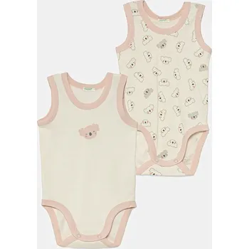 Kojenecký body Bavlněné kojenecké body United Colors of Benetton 2-pack 3GI70B00Y 3GI70B00Y.W.Seasonal béžová 01X, vel. 50