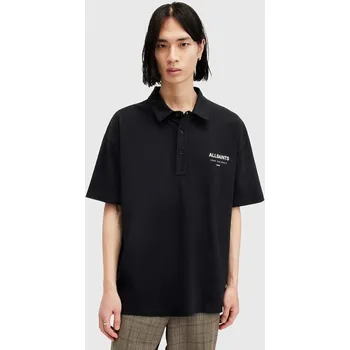 Pánské tričko Bavlněné polo tričko AllSaints UNDERGROUND SS POLO M047PA černá 99X, vel. M