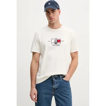 Bavlněné tričko Tommy Hilfiger MW0MW38628 béžová 01X, vel. S