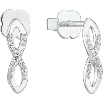 Náušnice Stříbrné náušnice pecka se zirkony v bílé barvě nekonečno 881004.1