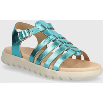 Dětská móda Dětské kožené sandály Geox SANDAL SOLEIMA J35GSB.000CF.28.35 tyrkysová 67X, EUR 35