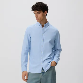 Pánská košile Reserved - Košile slim fit s&nbsp;vysokým podílem bavlny - bleděmodrá - 421GT-05X - 421GT-05X-M