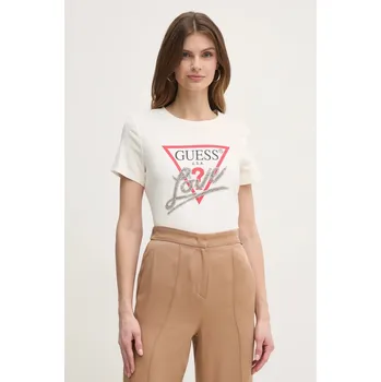 Bavlněné tričko Guess W5RI10.I3Z14 béžová 01X, vel. S