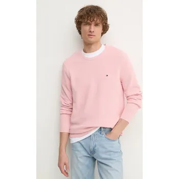 Dámský svetr Bavlněný svetr Tommy Hilfiger růžová barva, lehký, MW0MW36347 03X, vel. M