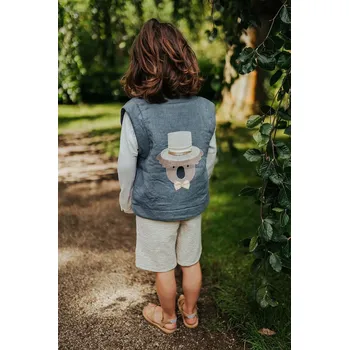 Dětská lněná vesta Donsje Larsel Linen Gilet Groom 4096401.98.128 modrá 95X, vel. 98