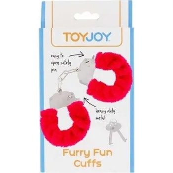 ToyJoy Furry Fun Cuffs plyšová erotická pouta, červená